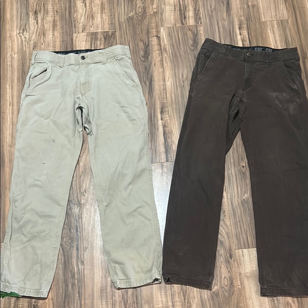 Cat Men's Casual Work Pants - Beige and Brown